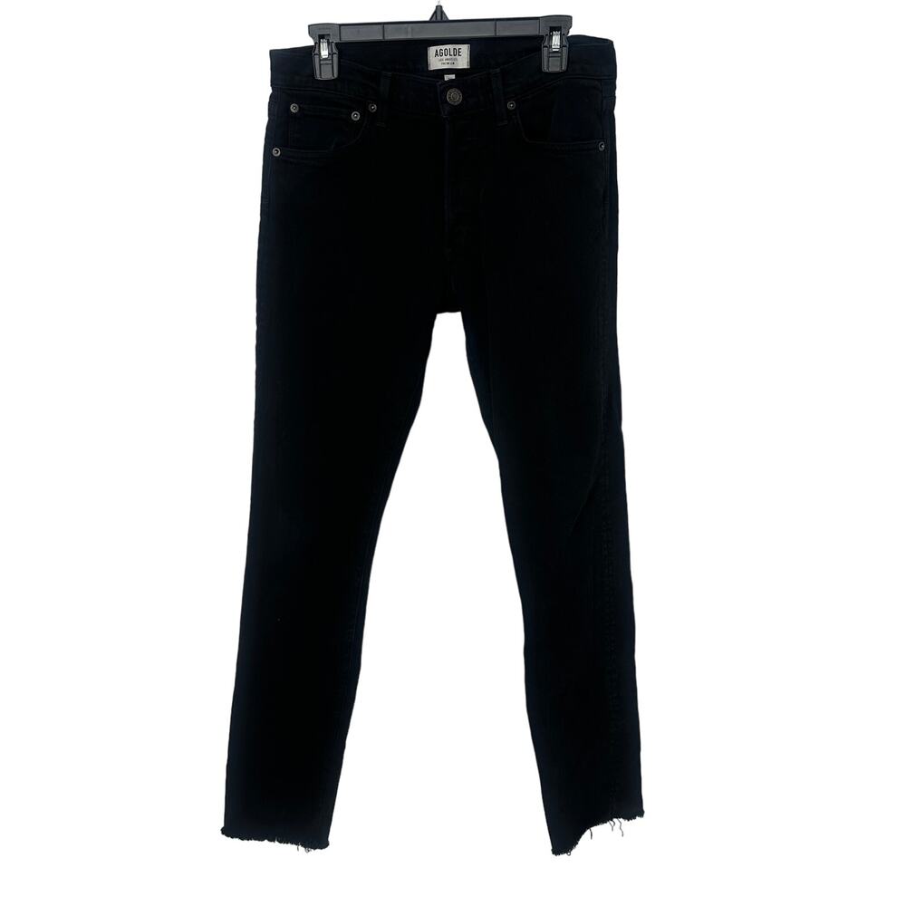Agolde Super Skinny jeans Men’s Size 32x31 Pitch Black Button Fly Raw Hem